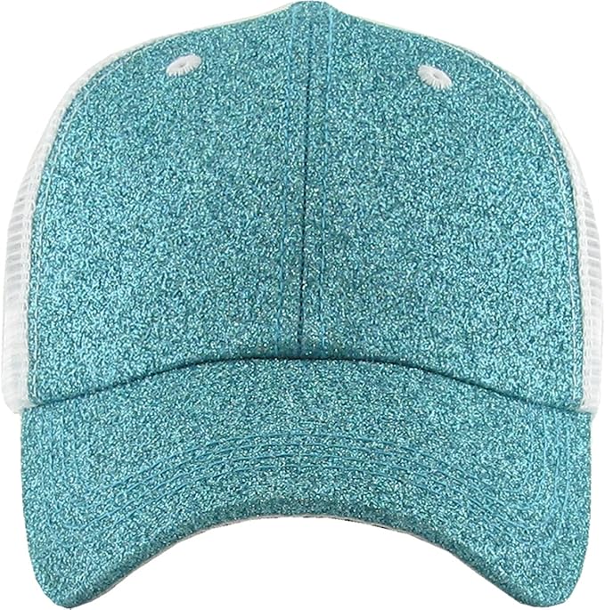 Classic Plain Ponytail Messy High Bun Headwear Adjustable Cotton Trucker Mesh Glitter Hat Baseball Cap