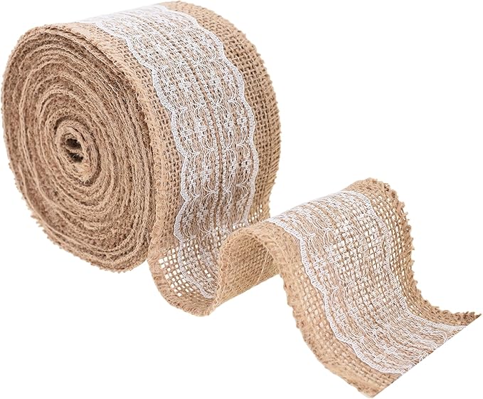 Mandala Crafts Burlap and Lace Ribbon 3 Inches Wide Jute Ribbons - Image 4