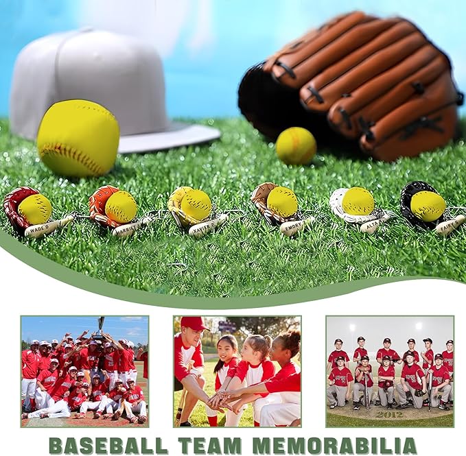 Custom Softball Keychain with Name Personalized Wooden Baseball Keyring for Girls Boys Team Gifts Softball Party Favors