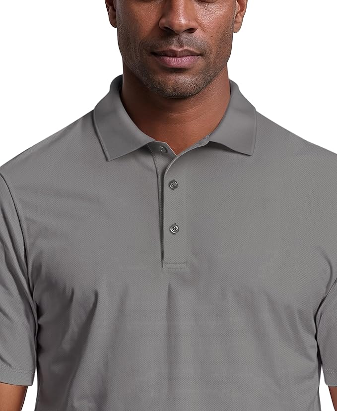 PGA TOUR Men's Airflux Solid Mesh Short Sleeve Golf Polo Shirt