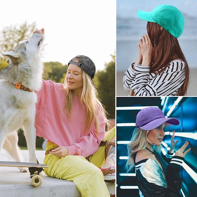 3 Pack Washed Plain Vintage Baseball Cap Cotton Adjustable Twill Bulk Low Profile Classic Dad Hat for Men/Women