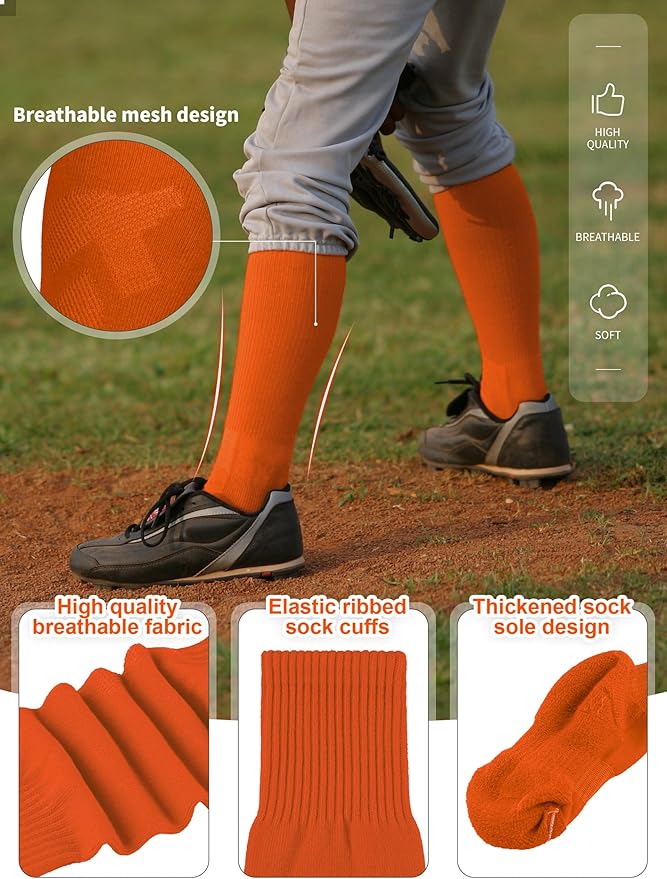 Baseball Socks and Belt Combo Set Cotton Boys Adjustable Baseball Softball Socks and Belt for Boys Girls