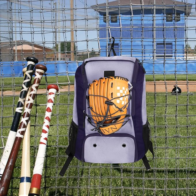 MATEIN Baseball Backpack, Softball Bat Bag with Shoes Compartment for Youth, Boys and Adult, Lightweight Baseball Bag with Fence Hook Hold TBall Bat, Batting Mitten, Helmet, Caps, Teeball Gear