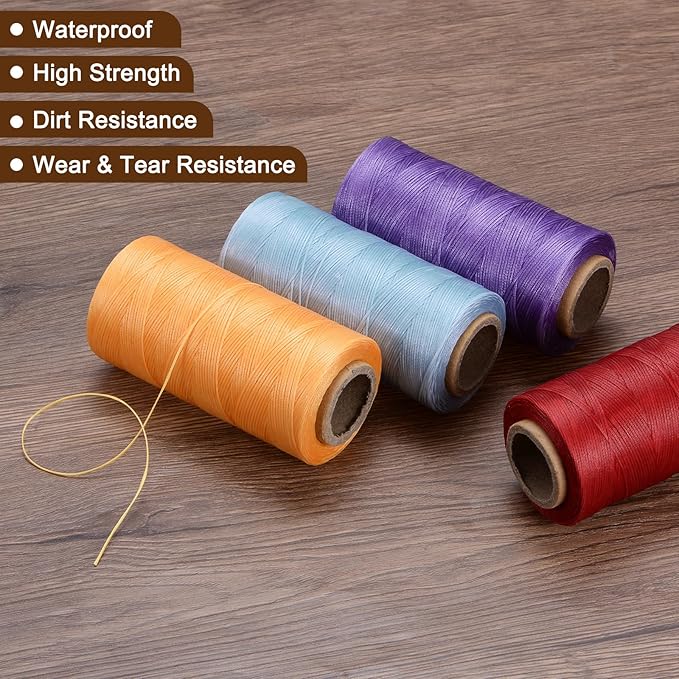 uxcell Leather Sewing Waxed Thread, 284 Yards / 260m 0.8mm 150D Flat Polyester - Image 4