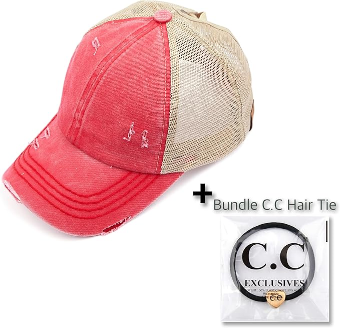 C.C Ponycap Messy High Bun Ponytail Adjustable Glitter Mesh Trucker Baseball Cap