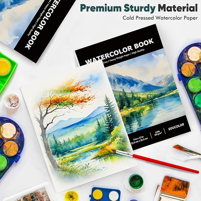 Soucolor Watercolor Paper Pad, 140lb/300gsm 40 Sheets Artist Painting Drawing - Image 5