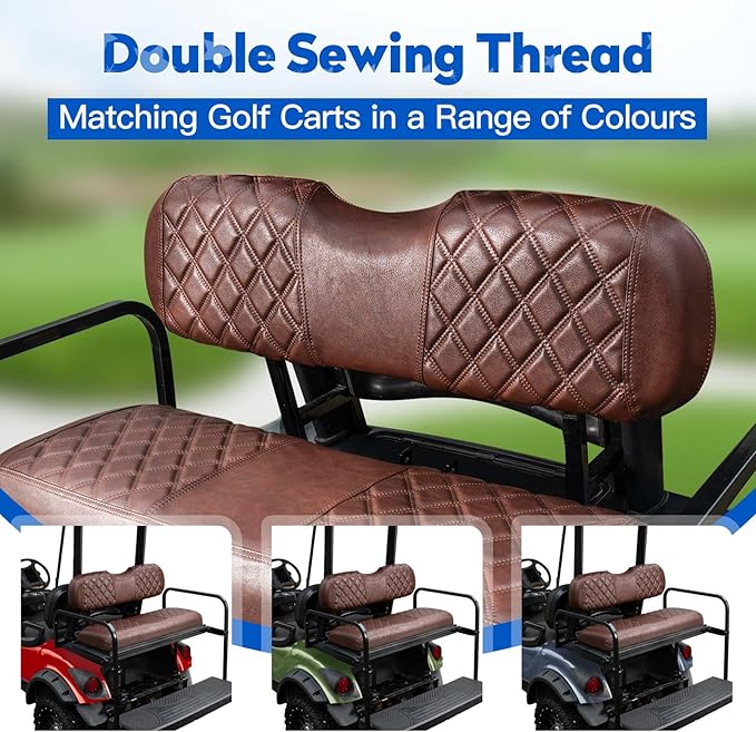 NOKINS Golf Cart Seat Covers, Fit Club Car Precedent/DS/EZGO RXV/TXT/Yamaha Drive Aftermarket Standard Rear Seat Cushion, No Stapler, Multiple Colors and Breathable (Brown&Brown 8438)