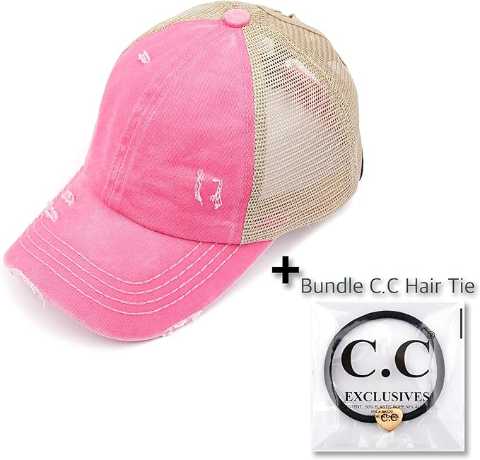 C.C Ponycap Messy High Bun Ponytail Adjustable Glitter Mesh Trucker Baseball Cap
