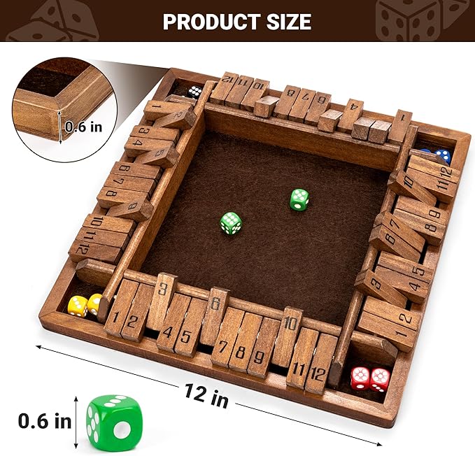 ropoda Shut The Box Game, Upgraded 12 Numbers Wooden Board Games - Image 5