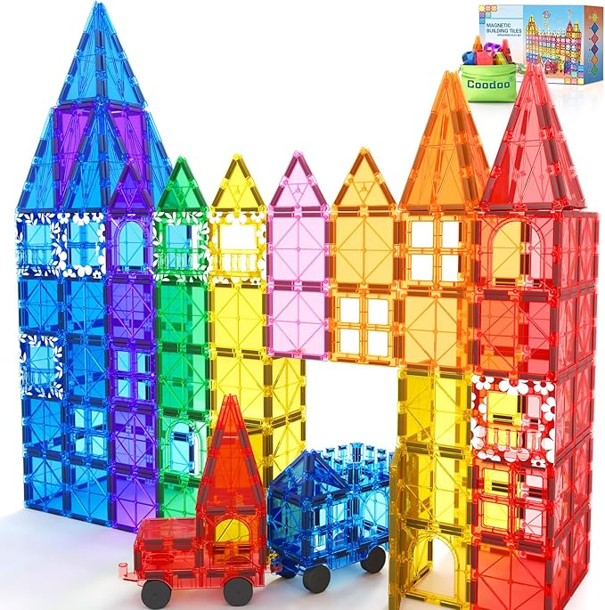 100PCS Magnetic Tiles STEM Building Toys Set by Coodoo