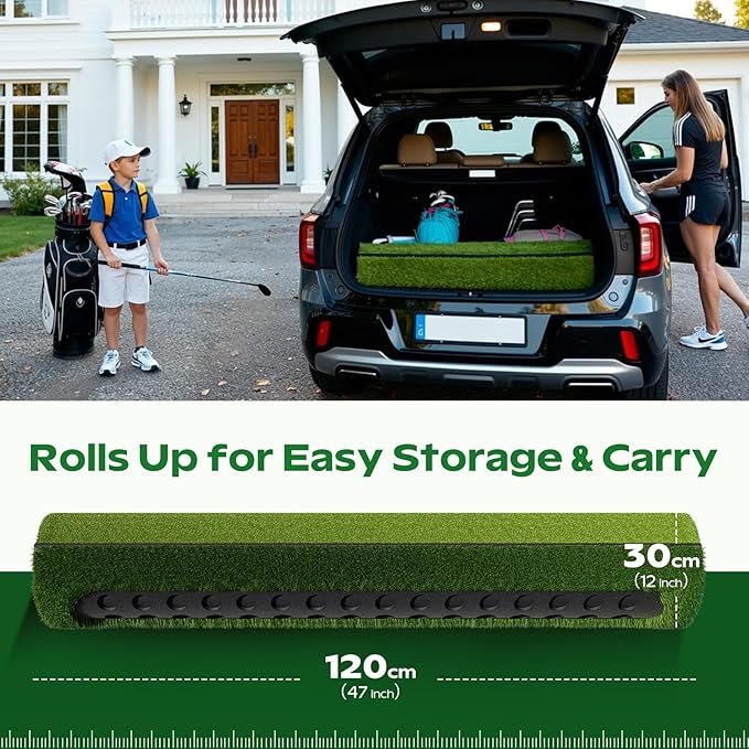 RIKADE Golf Mat - 5x4ft & 6x4ft 26mm-31mm Golf Hitting Mat for Simulators, Backyard, Garage, Indoor & Outdoor Use, Features Dual-Turf Mats with Ball Tray for Chipping and Swing Training