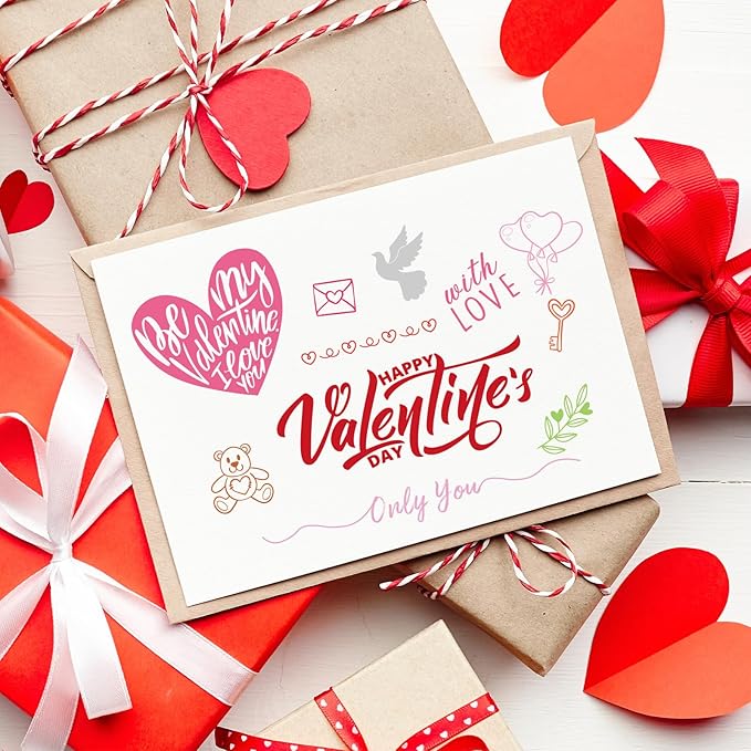 Whaline 4 Sheet Valentine's Day Words Clear Stamps Love Heart Silicone - Image 4