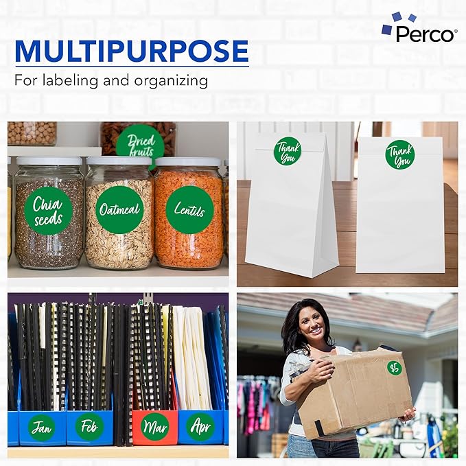 Perco Green 3-Inch Perforated Circle Dot Sticker Labels — 10 Rolls, 000 Round - Image 3