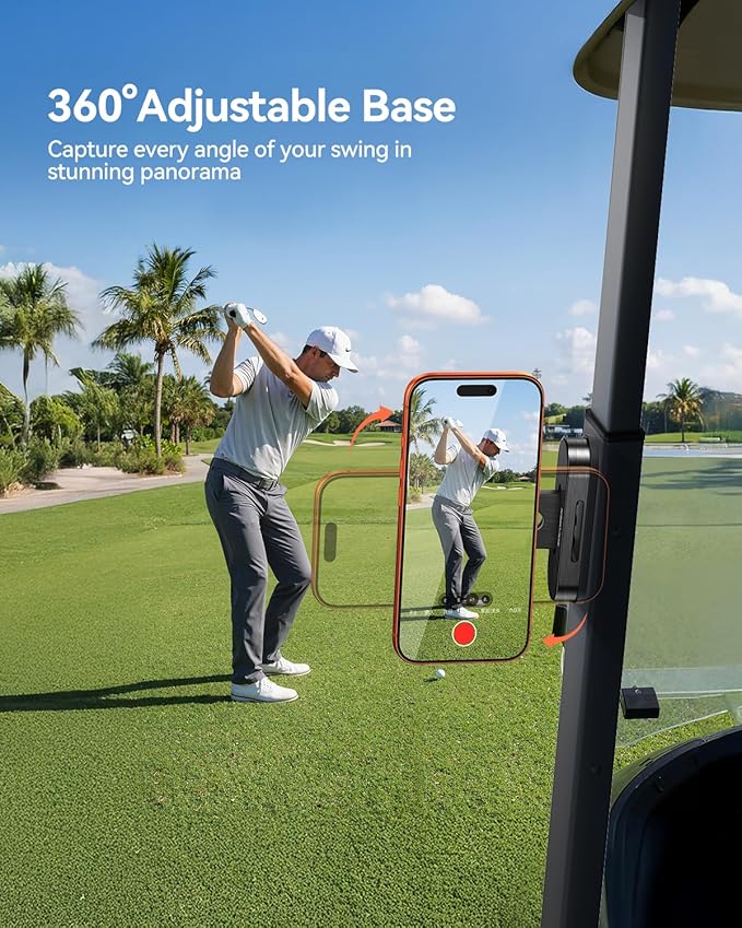 Rocoren Magnetic Golf Cart Phone Holder, Phone Mount Compatible with MagSafe iPhone 17-12, Golf Cart Accessories for EZGO, Club Car, Yamaha, Icon, Golf Gifts for Men Women Him Birthday Valentines Day