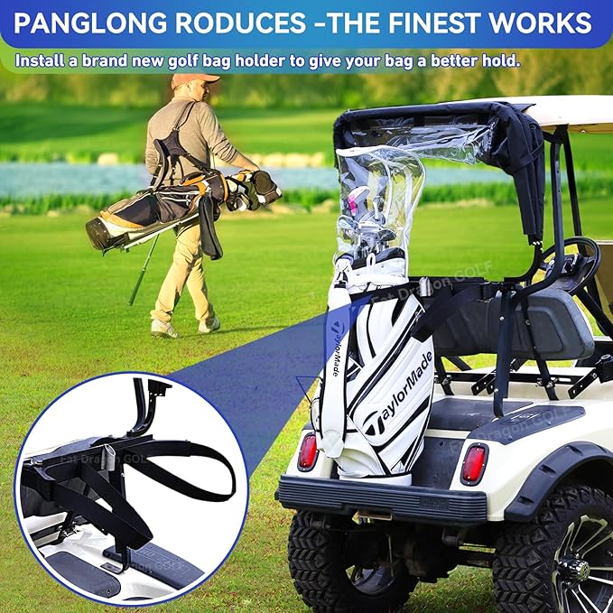 Panglong 2 Seat DS Golf Cart Bag Holder with Screws, Golf Bag Attachment for 1987-Up Club Car DS 2 Seat Models, OEM #1013935