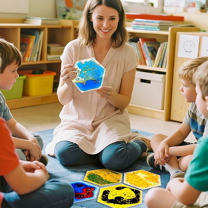 Squishy Liquid Sensory Tiles for Kids – Soft Colorful Hexagonal Tactile Play - Image 6