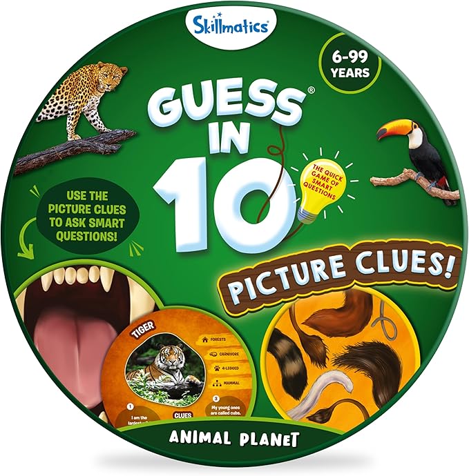 Skillmatics Guess in 10 Animal Picture Clues, and Families Who Love, Card Games by Skillmatics