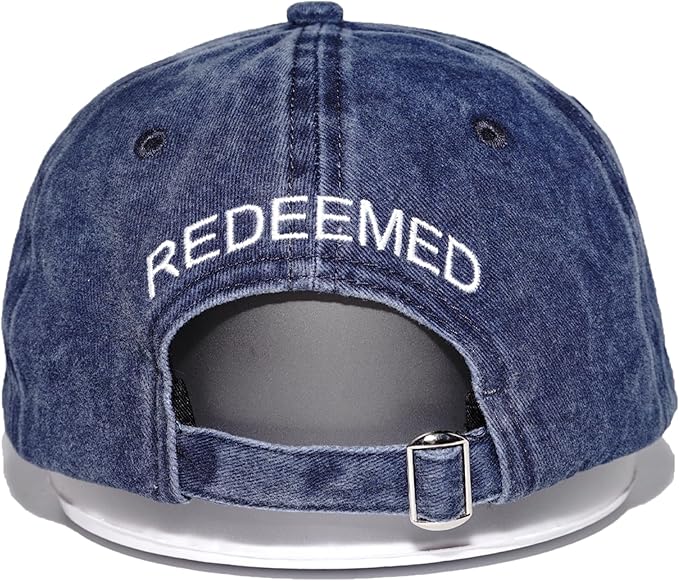 Christian Redeemed Cross Nails Hats for Men Women, Vintage Adjustable Cotton Embroidered Front & Back Baseball Cap