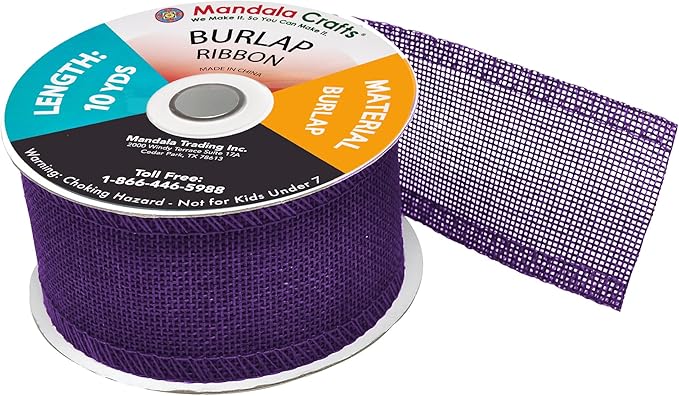 Mandala Crafts Purple Burlap Ribbon 2 Inches Wide Jute Ribbons - Image 4