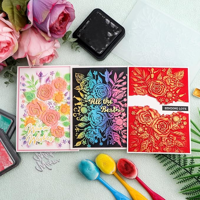 BAOFALI 3D Embossing Folder for Card Making, Rose Garden Clear Plastic Texture - Image 7