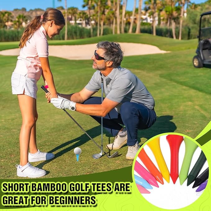 Mudder 2000 Pcs Bamboo Golf Tees Bulk Professional Golf Tees Reduce Friction Side Spin for Club Men Women Kids Accessories