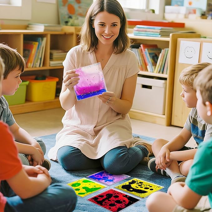 Squishy Liquid Sensory Tiles for Kids – 6" Soft Colorful Tactile Play Pads - Image 7