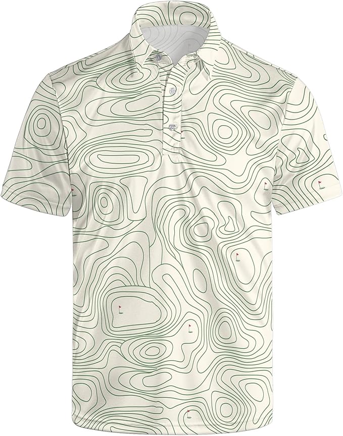Golf Polo Shirts for Men Funny Print Short Sleeve Golf Shirts Performance Golf Polos
