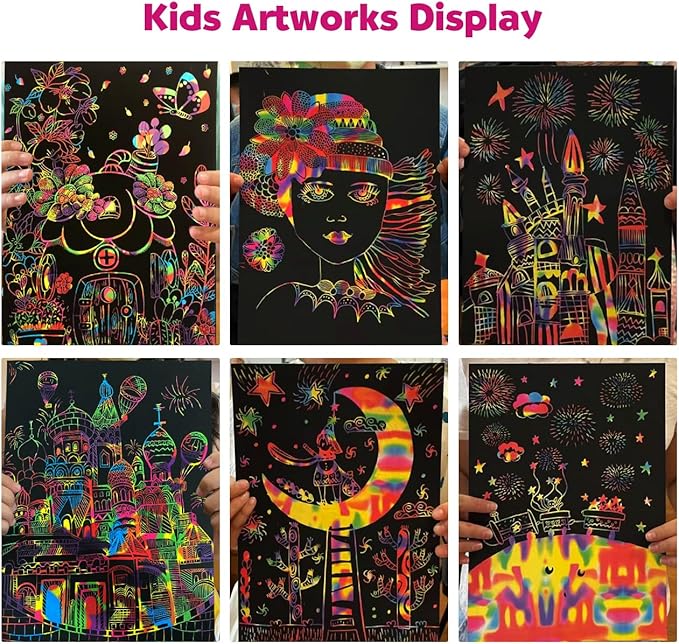 ZMLM Scratch Art Crafts Girls Gifts, 60 Rainbow Scratch Paper Art Gifts - Image 5