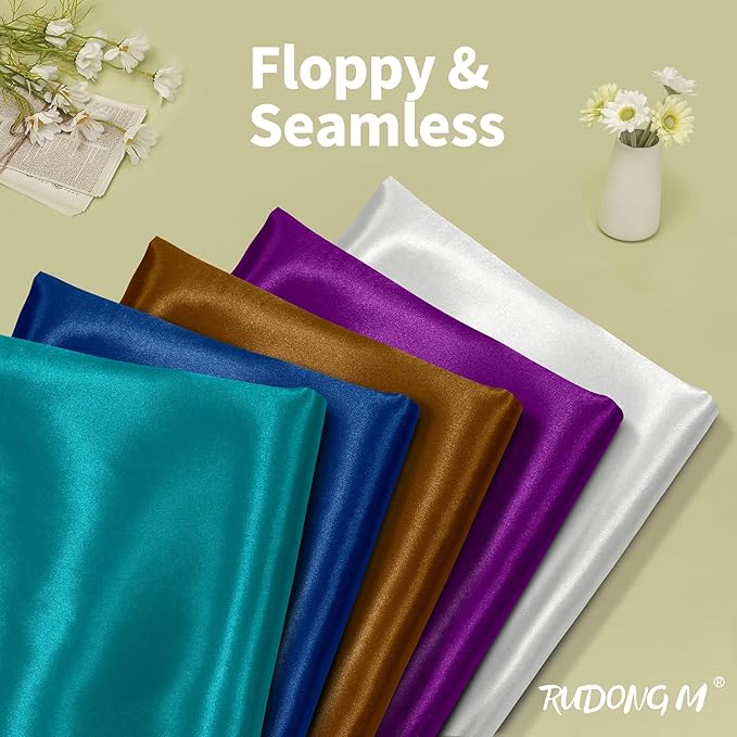 RUDONG M Teal Satin Fabric by The Yard, 1 Yard x 60 Inch Wide Silky Charmeuse - Image 2