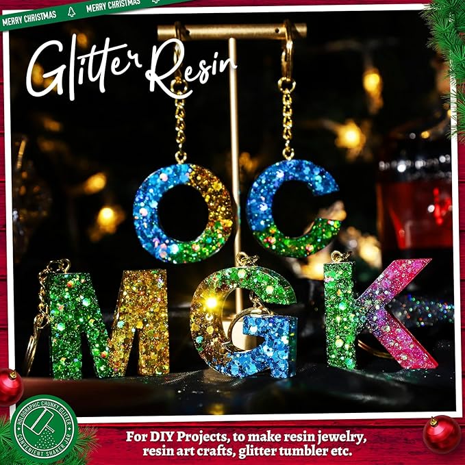 LEOBRO Green Glitter, 160g/5.64oz Holographic Chunky Glitter - Image 7