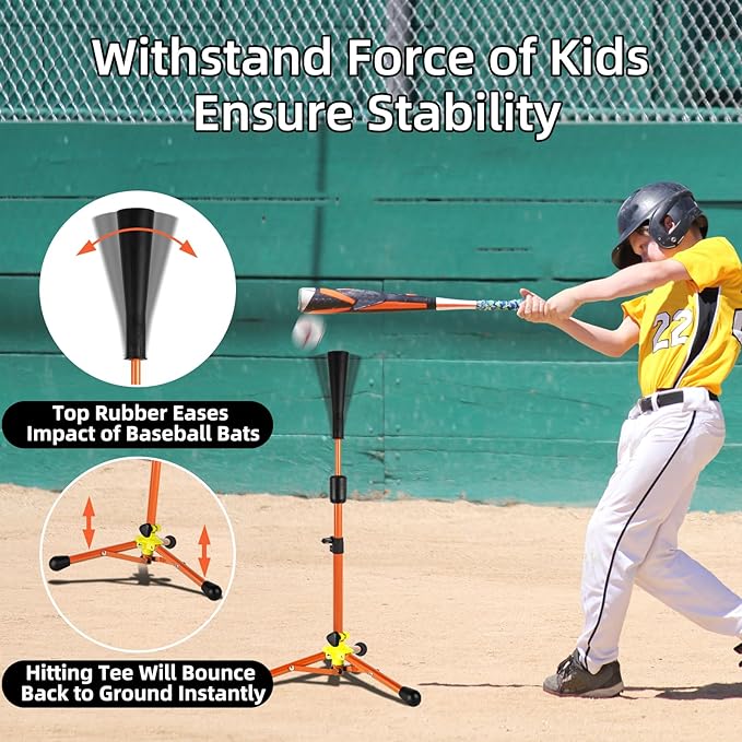 23.5 to 39.76 Inches Baseball Tee for Kids, Batting Tees for Baseball with Carry Bag, Portable Stable Tanner Tee, Baseball Training Equipment Aged 5-12, Softball Tee for Batting and Hitting