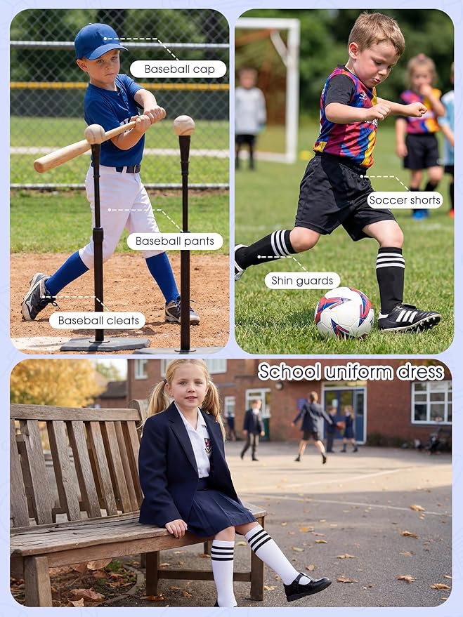American Trends Kids Toddler Soccer Socks Youth Baseball Softball Football Socks Knee High Accessories for Girls