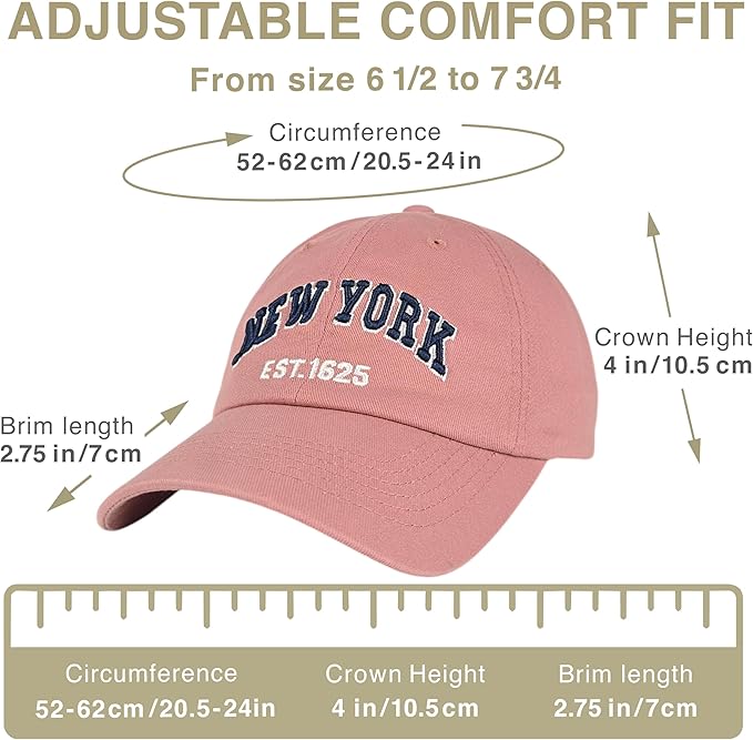 Elidan NY Dad Hat New York EST.1625 Cotton Cap, Adjust Buckle Strap, Unstructured Low-Profile NY Baseball Cap for Men & Women