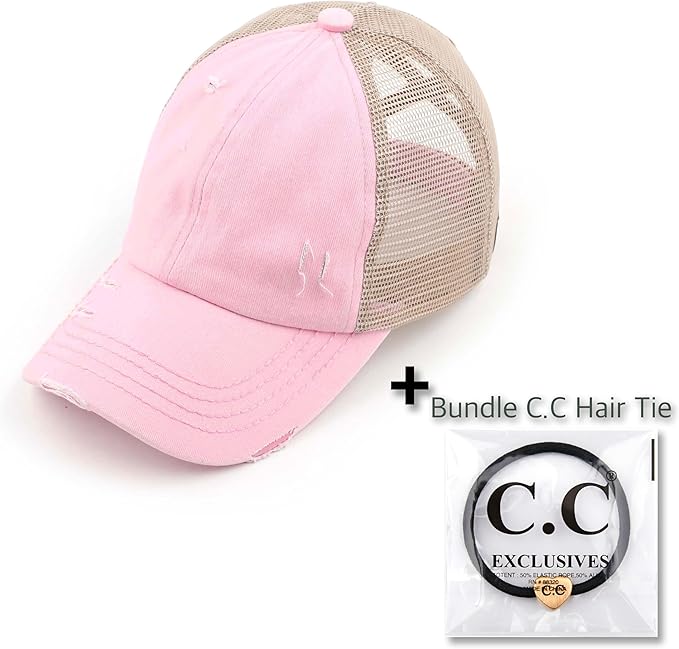C.C Ponycap Messy High Bun Ponytail Adjustable Glitter Mesh Trucker Baseball Cap