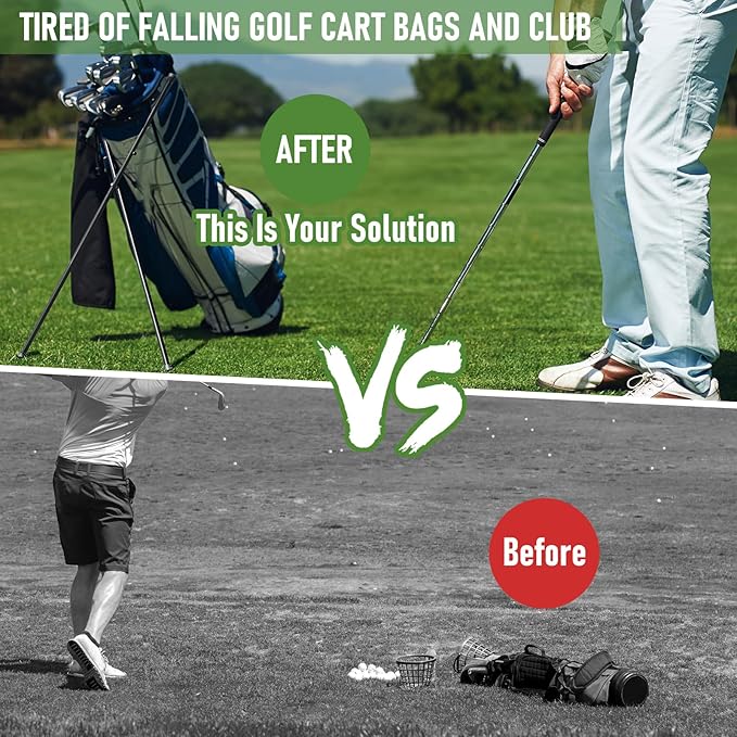 Black Golf Bag Stand Attachment with Screw and Carry Bag - Strengthen Alluminum Alloy Foldable Golf Stand Legs Only - Easy Carry Portable Stand for Golf Bag - Attachable Golf Club Bag Accessories