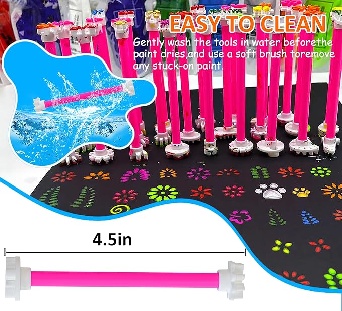 GEOCCI Flower Petal Tools for Dot Painting，50 Petal Shapes Dotting Tool，Mandala - Image 5