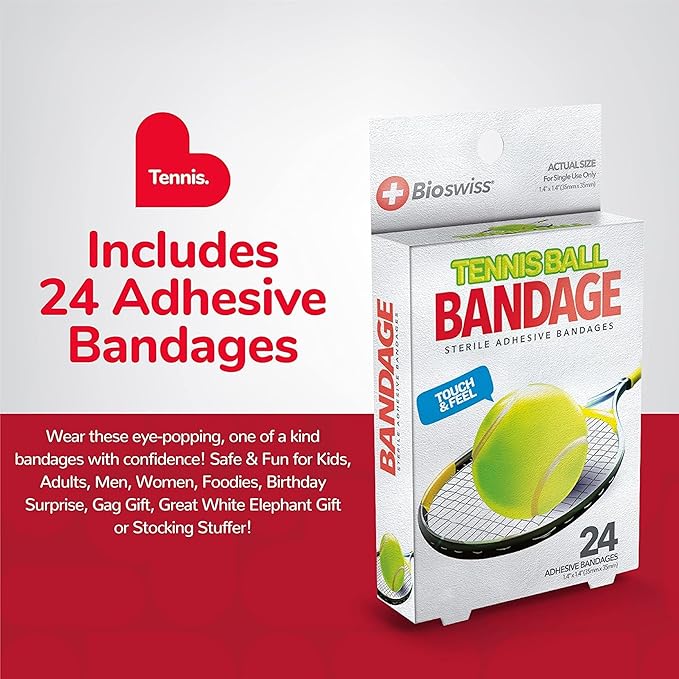 BioSwiss Bandages, Tennis Ball Shaped Self Adhesive Bandage Set, Latex Free, Sterile Wound Care, 24 Count