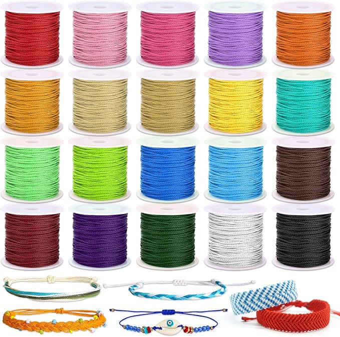 Cridoz 20 Rolls Wax String for Bracelet Making, Waxed Thread Bracelet Cord by cridoz