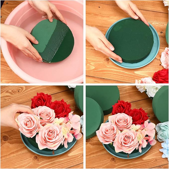 12 Pieces Round Floral Foam Wet Green Flower Foam DIY Flower Arrangement Kit - Image 4