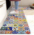 weesire Boho Kitchen Rugs Set 2 Pieces Memory Foam Colorful Ceramic Comfort by weesire