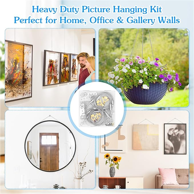 4 Pack Picture Hanging Wire Kit, Heavy Duty Picture Hanging Kit - Image 7