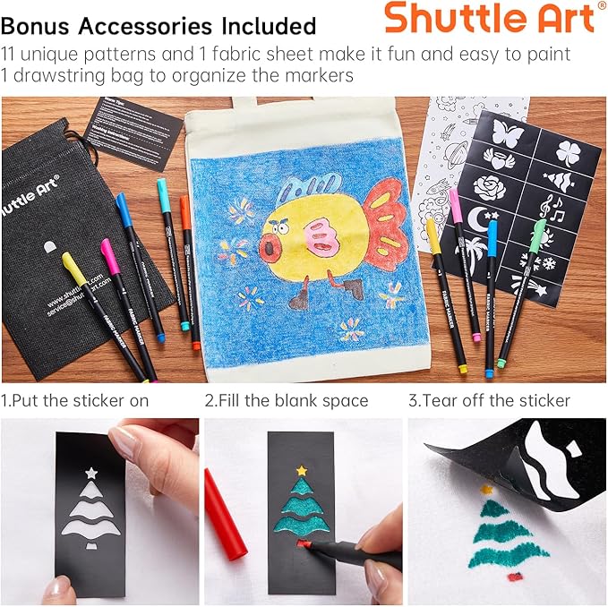 Shuttle Art 36 Colors Fabric Markers, Permanent Shirt Markers - Image 6