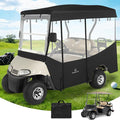 Golf Cart Enclosures 4 Passenger 80“ Extended Roof for Ezgo RXV,600D Clear Rain Cover Driving Enclosure 4 Seater,Full Roll Up 4 Sided Transparent Windows&Door Heavy Duty Zipper,Side Mirrors Openings