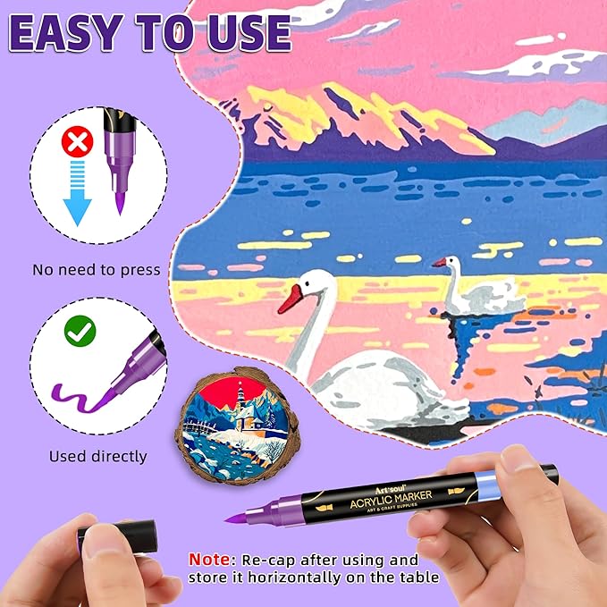 72 Colors Acrylic Paint Pens, 36 Pack Dual Tip Acrylic Paint Pens Markers - Image 4