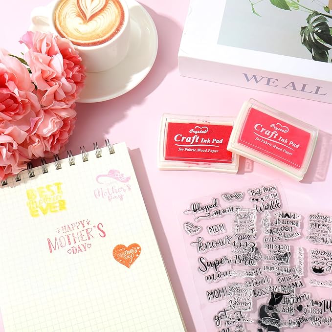 Whaline 4 Sheets Mother's Day Clear Stamps Greeting Words Silicone Transparent - Image 5