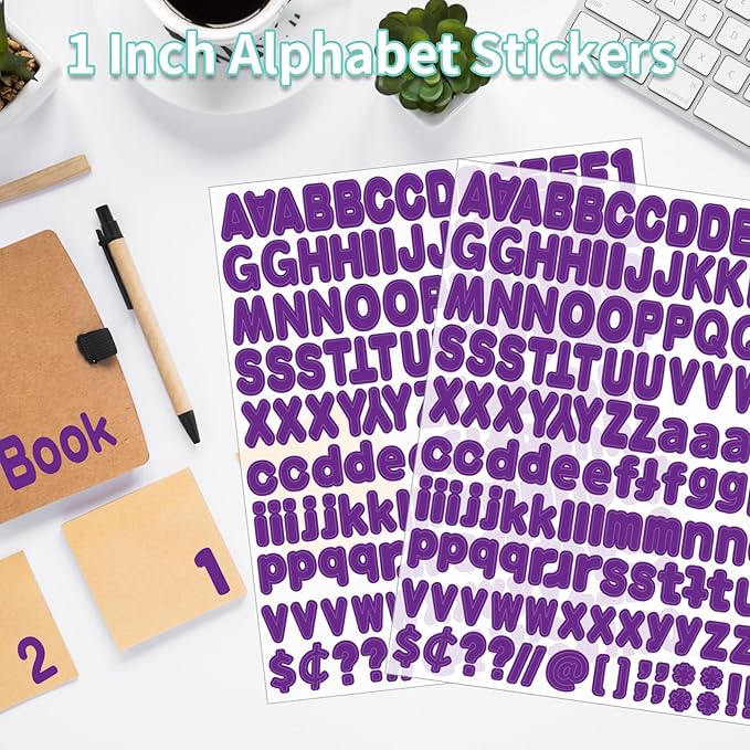 Alphabet Stickers, 12 Sheets, Deep Purple Letter Stickers, Self-Adhesive Vinyl - Image 4