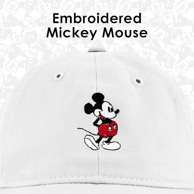 Disney Mickey Mouse Embroidered Cotton Adjustable Dad Hat with Curved Brim