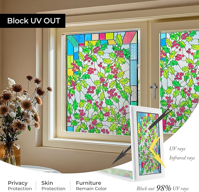 3D Stained Glass Window Film, Decorative Window Privacy Film - Image 3