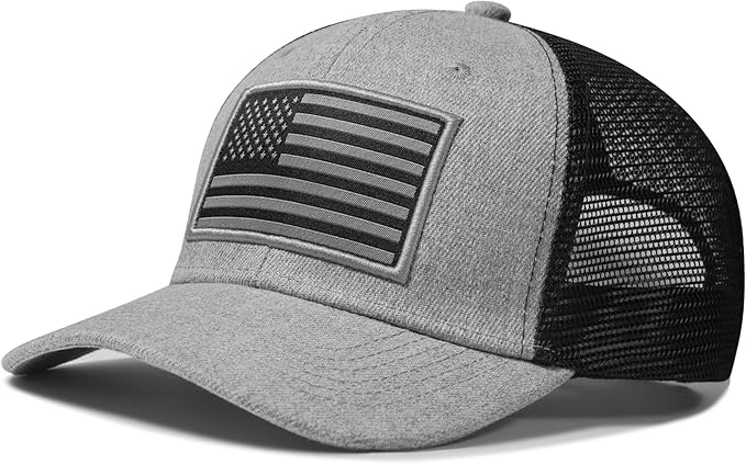 American Flag Trucker Hat, Patriotic Baseball Cap for Men & Women, Breathable Mesh Adjustable Snapback, USA Flag Patch
