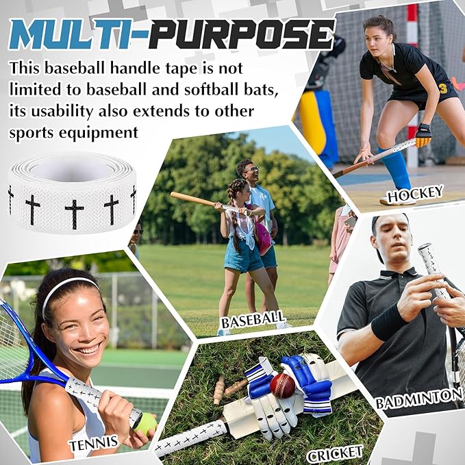 Pushglossy Christian Baseball Bat Grip Tapes 1.5mm Faith Cross Bat Grip Tape, Precut Full Adhesive Baseball Wrist Tape Scripture Design Non-Slip Religious Baseballs Grips Tapes